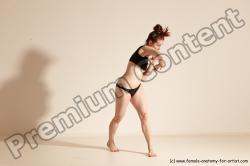 Underwear Martial art Woman White Moving poses Average long brown Dynamic poses Academic